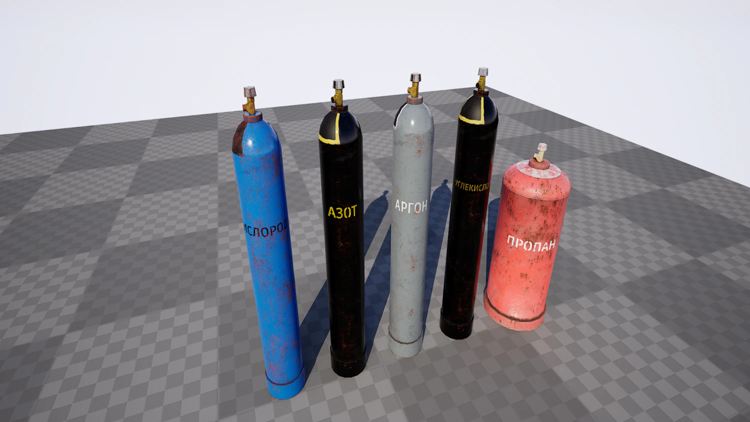 Gas cylinder collection 3D Model .c4d .max .obj .3ds .fbx .stl .blend 