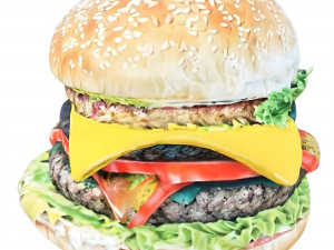 Bacon cheeseburger 3d realistic hamburger 3D-Modell