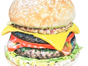Bacon cheeseburger 3d realistic hamburger 3D Model