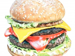 Bacon cheeseburger 3d realistic hamburger 3D Model