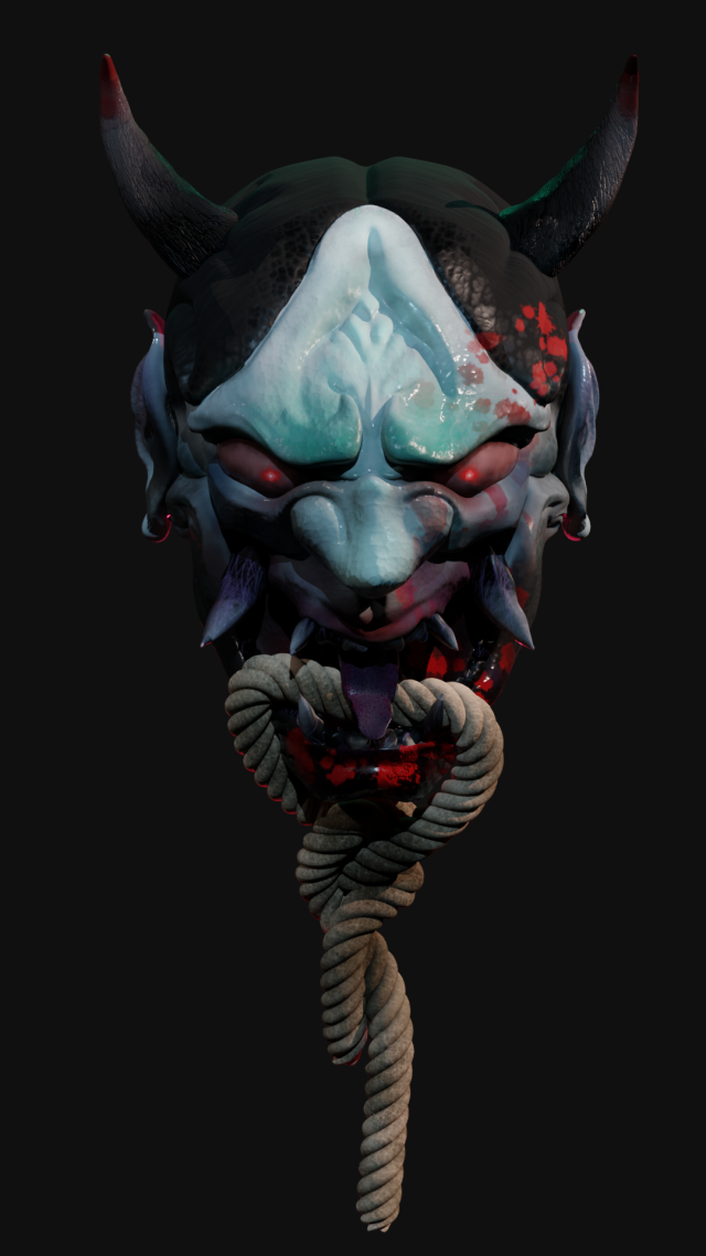 Hannya mask Model 3D .c4d .max .obj .3ds .fbx .stl .blend 