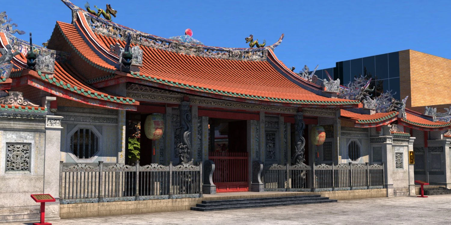 Lungshan Temple 3D Model .c4d .max .obj .3ds .fbx .stl .blend 