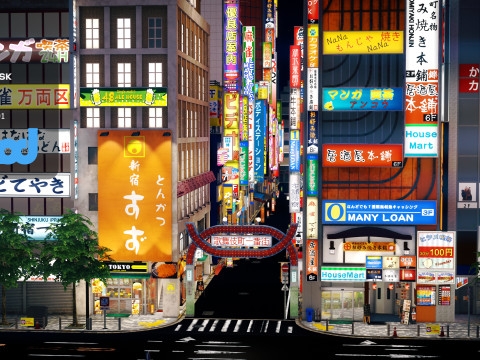 가부키초 거리 3D 모델