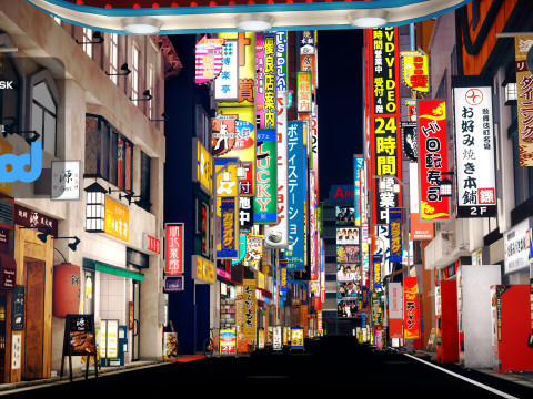 가부키초 거리 3D 모델