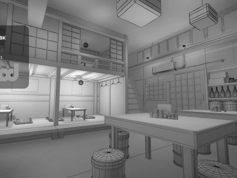 Japanese Izakaya Restaurant 3D Model