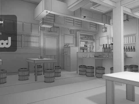 Japanese Izakaya Restaurant 3D Model