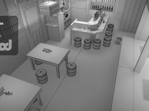 Japanese Izakaya Restaurant 3D Model
