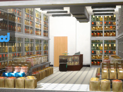 Sklep z tradycyjną medycyną chińską Model 3D