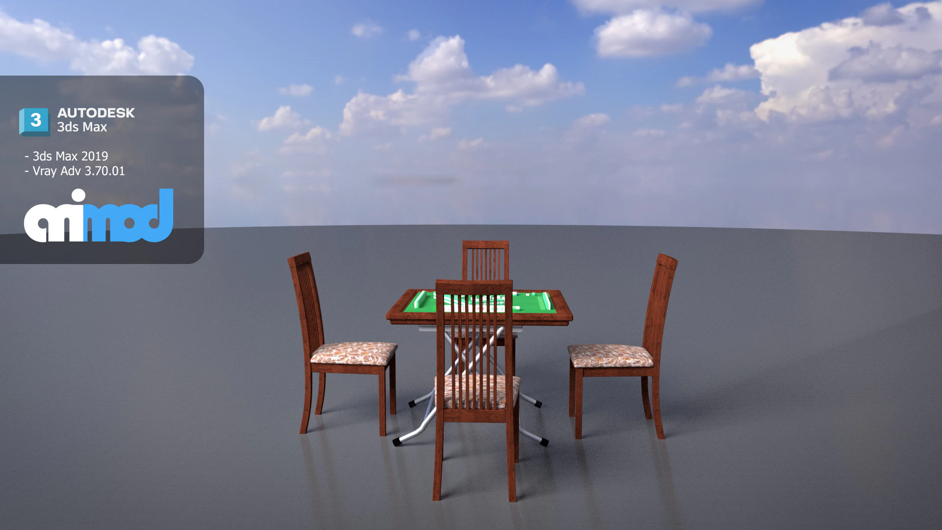 Mahjong Table 3D Model .c4d .max .obj .3ds .fbx .stl .blend 