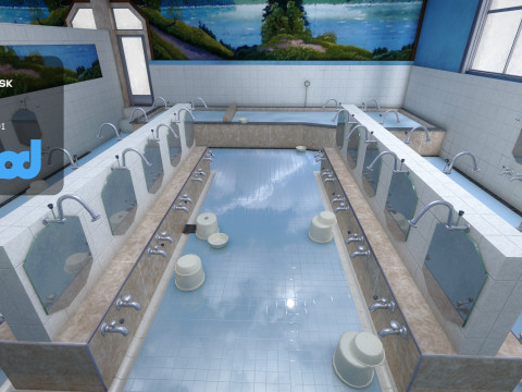 Japanese Bathhouse 3Dモデル