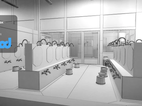 Japanese Bathhouse 3D Model