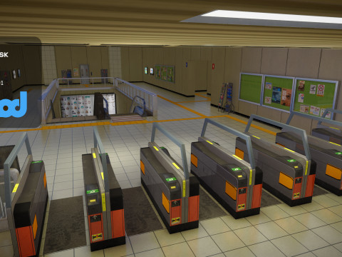 Japanese Subway Station Interior 3Dモデル