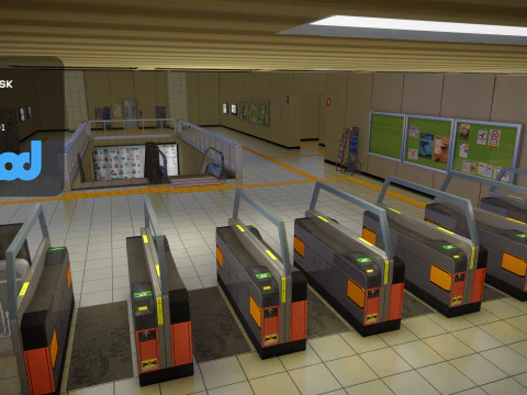 Japanese Subway Station Interior 3D Model