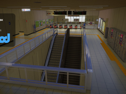Japanese Subway Station Interior 3Dモデル