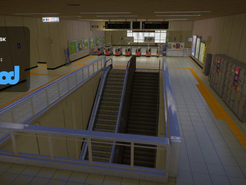 Japanese Subway Station Interior 3D Model