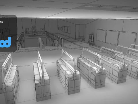 Japanese Subway Station Interior 3D Model