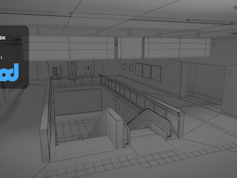 Japanese Subway Station Interior 3D Model