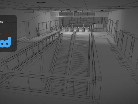 Japanese Subway Station Interior 3D Model