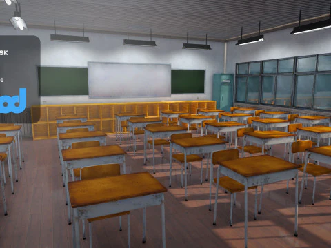 Flur der japanischen Schule 3D Modell