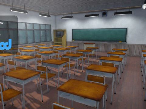 Japanese School Hallway 3D Model
