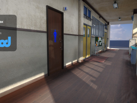 Japanese School Hallway 3D Model