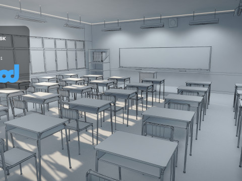 Japanese School Hallway 3D Model
