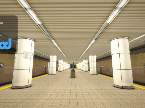 Japanese Subway Station Platform 3D Model