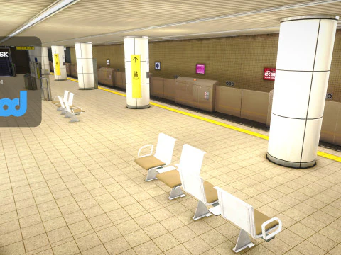 Japanese Subway Station Platform 3D Model