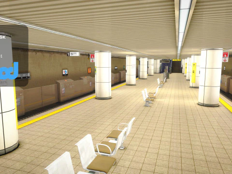Japanese Subway Station Platform 3D Model