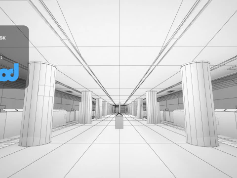 Japanese Subway Station Platform 3D Model