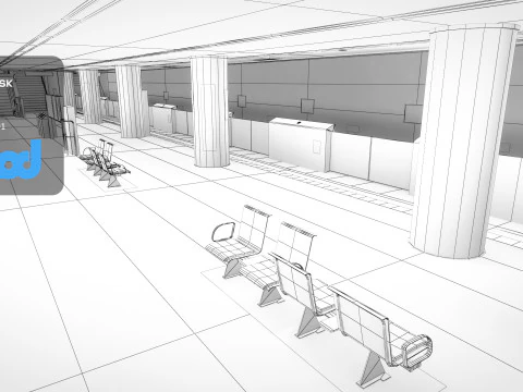 Japanese Subway Station Platform 3D Model
