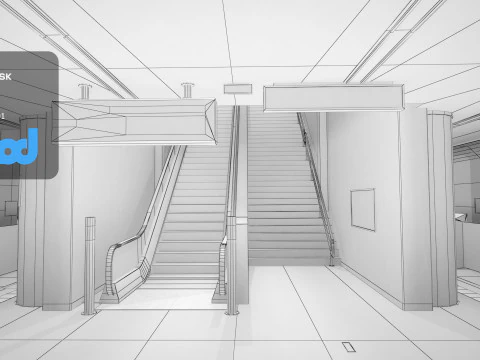 Japanese Subway Station Platform 3D Model