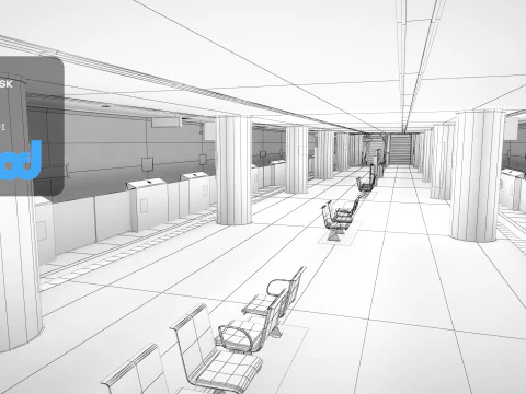 Japanese Subway Station Platform 3D Model