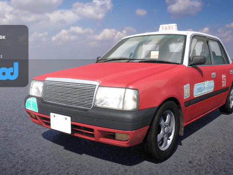 HK Taxi Red 3D Model