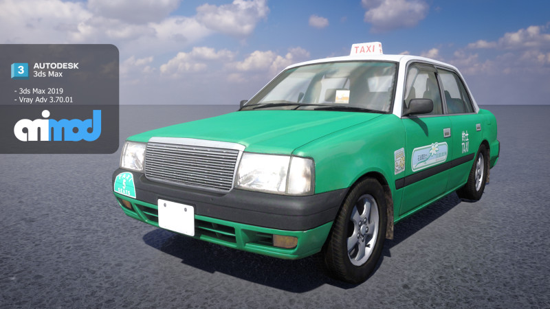 HK Taxi Green 3Dモデル .c4d .max .obj .3ds .fbx .stl .blend