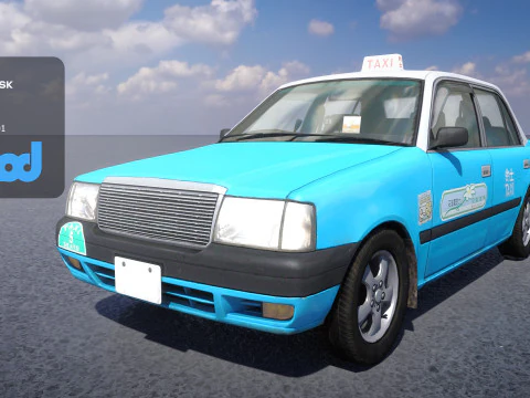 Taxi blu di Hong Kong Modello 3D
