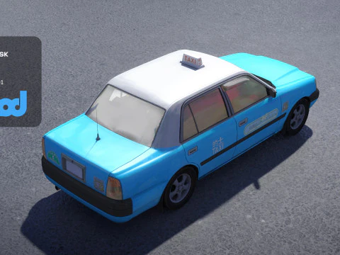 HK Taxi Blue 3D Model