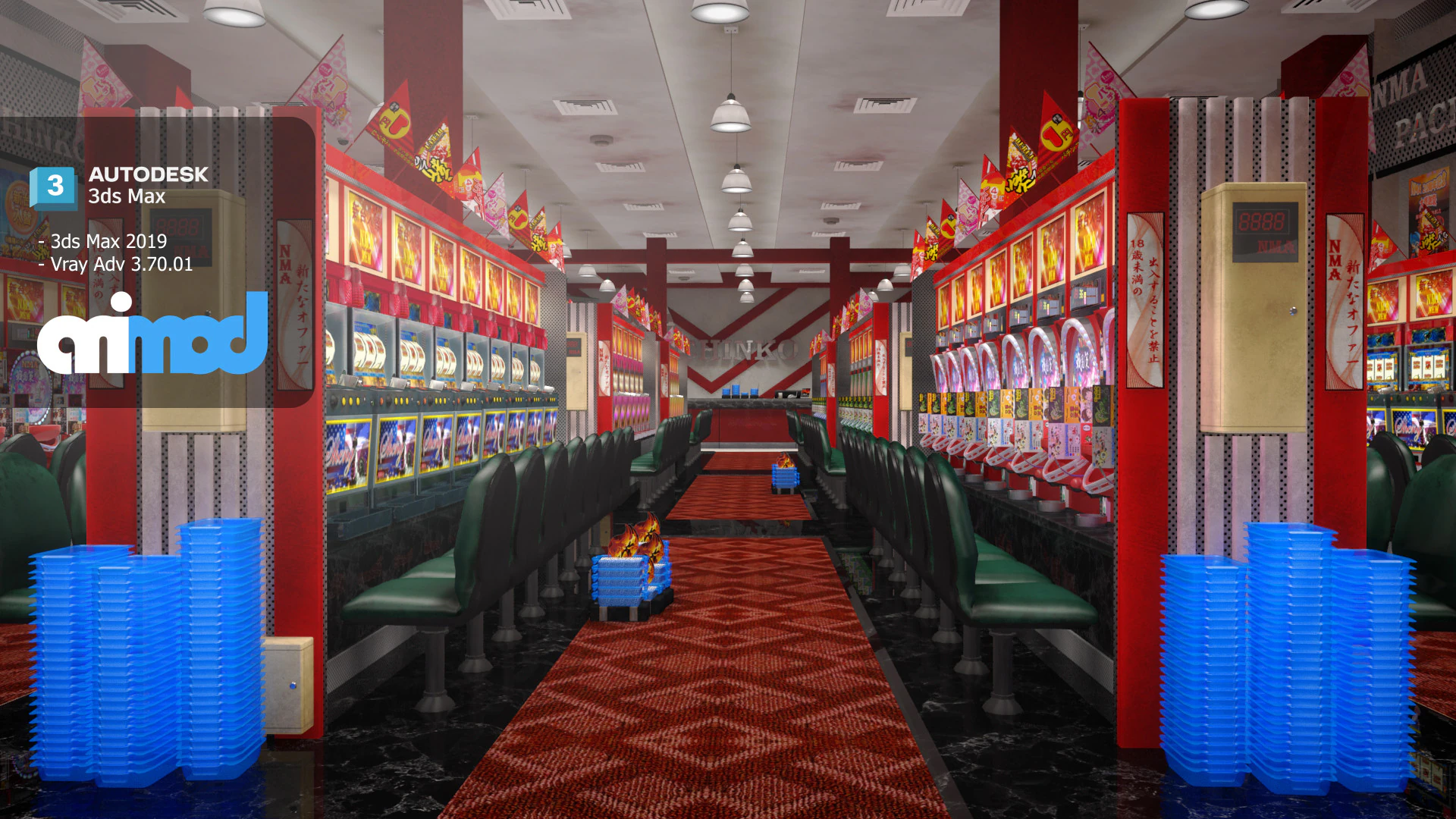 Pachinko Game Center 3D Model .c4d .max .obj .3ds .fbx .stl .blend