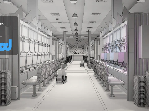 Pachinko Game Center 3D Model