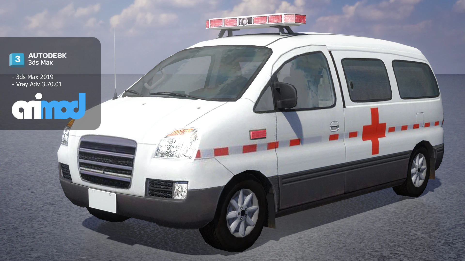 TW Ambulance 001 3D Model .c4d .max .obj .3ds .fbx .stl .blend 