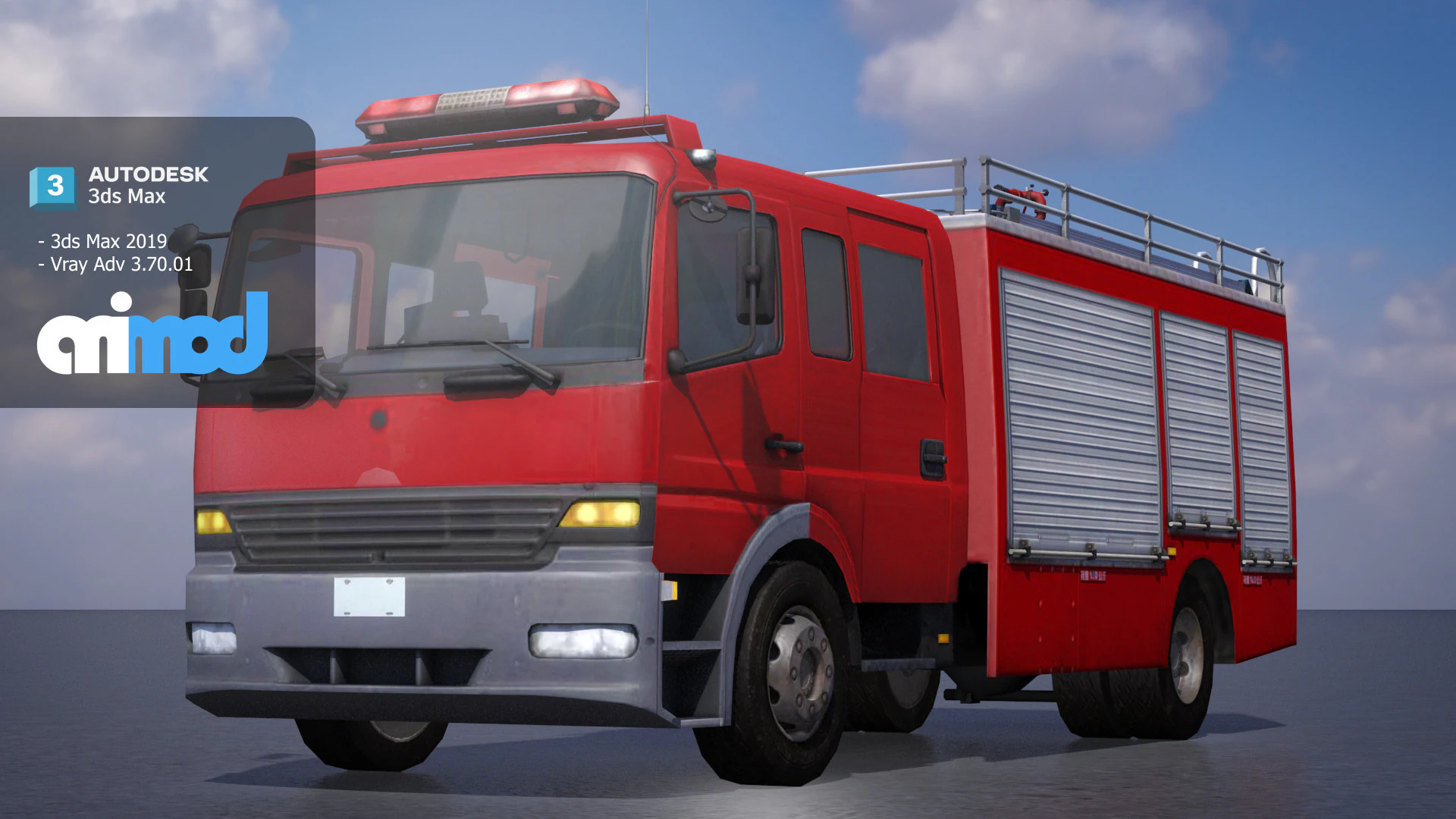 TW Fire Truck 002 3D Model .c4d .max .obj .3ds .fbx .stl .blend 