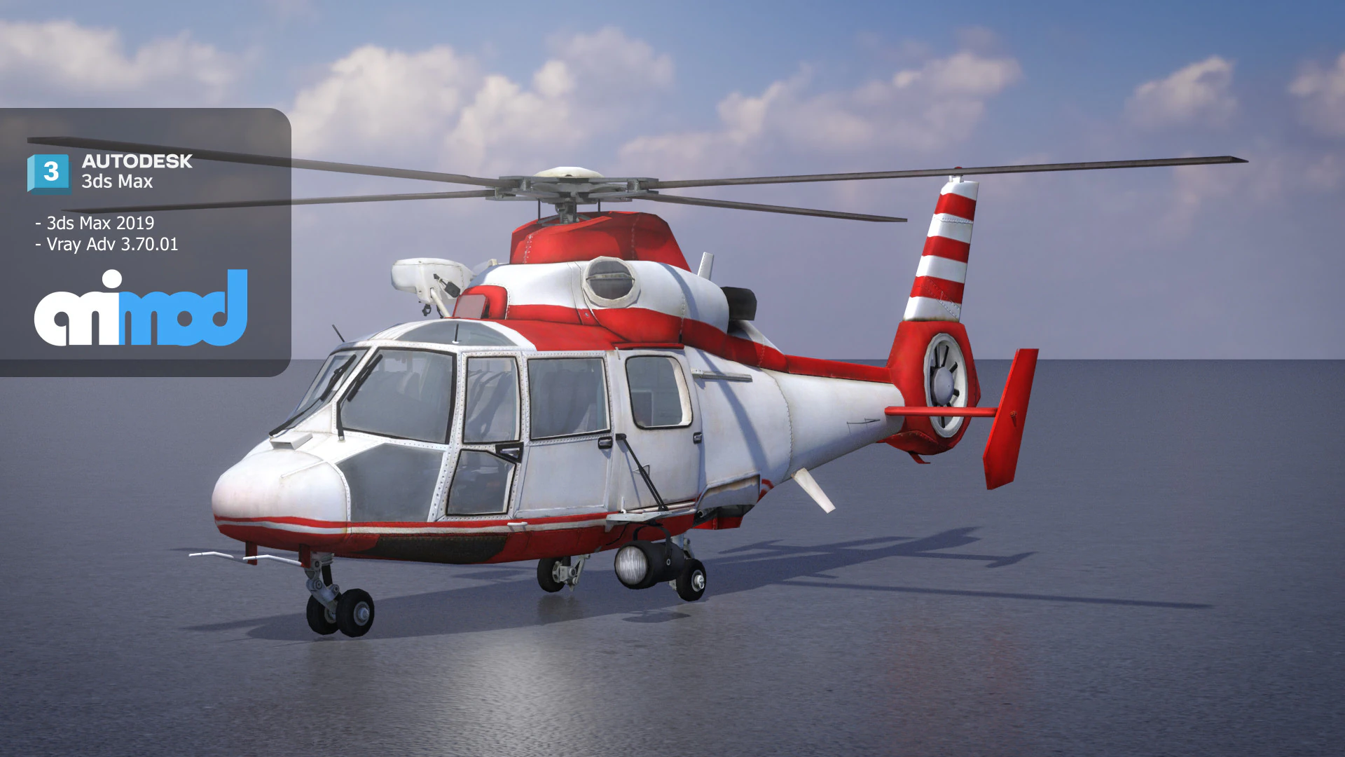 TW Helicopter 001 3D Model .c4d .max .obj .3ds .fbx .stl .blend