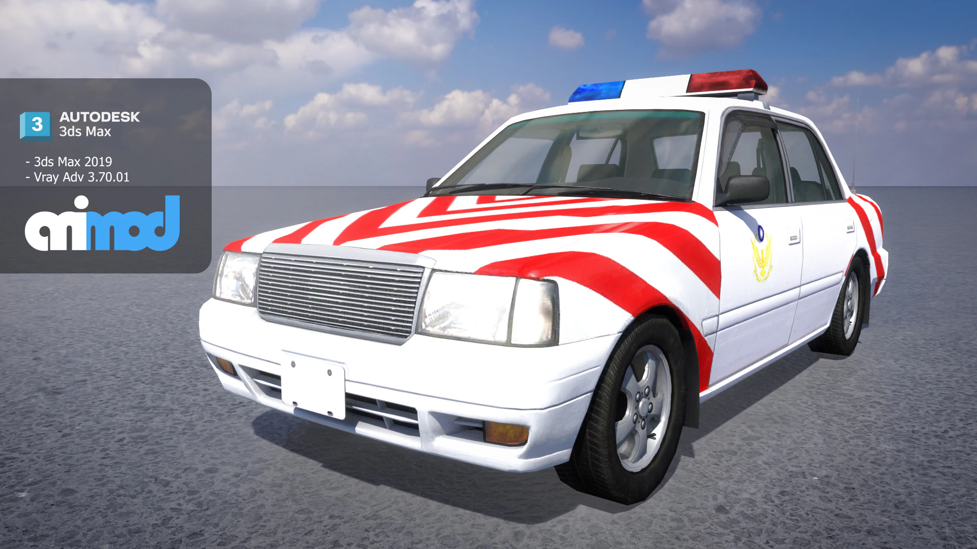 TW Police Car 002 3D Model .c4d .max .obj .3ds .fbx .stl .blend 