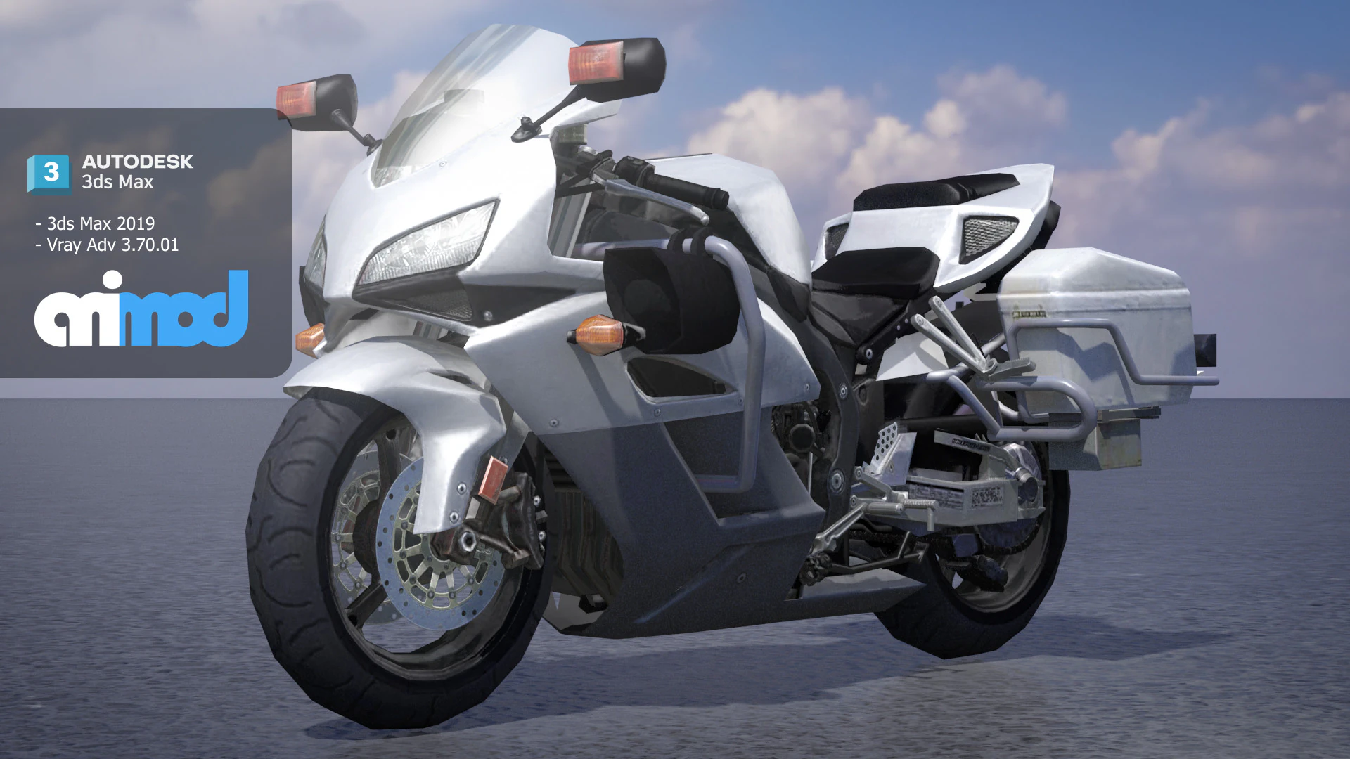TW Police Motorbike 001 3D Model .c4d .max .obj .3ds .fbx .stl .blend 