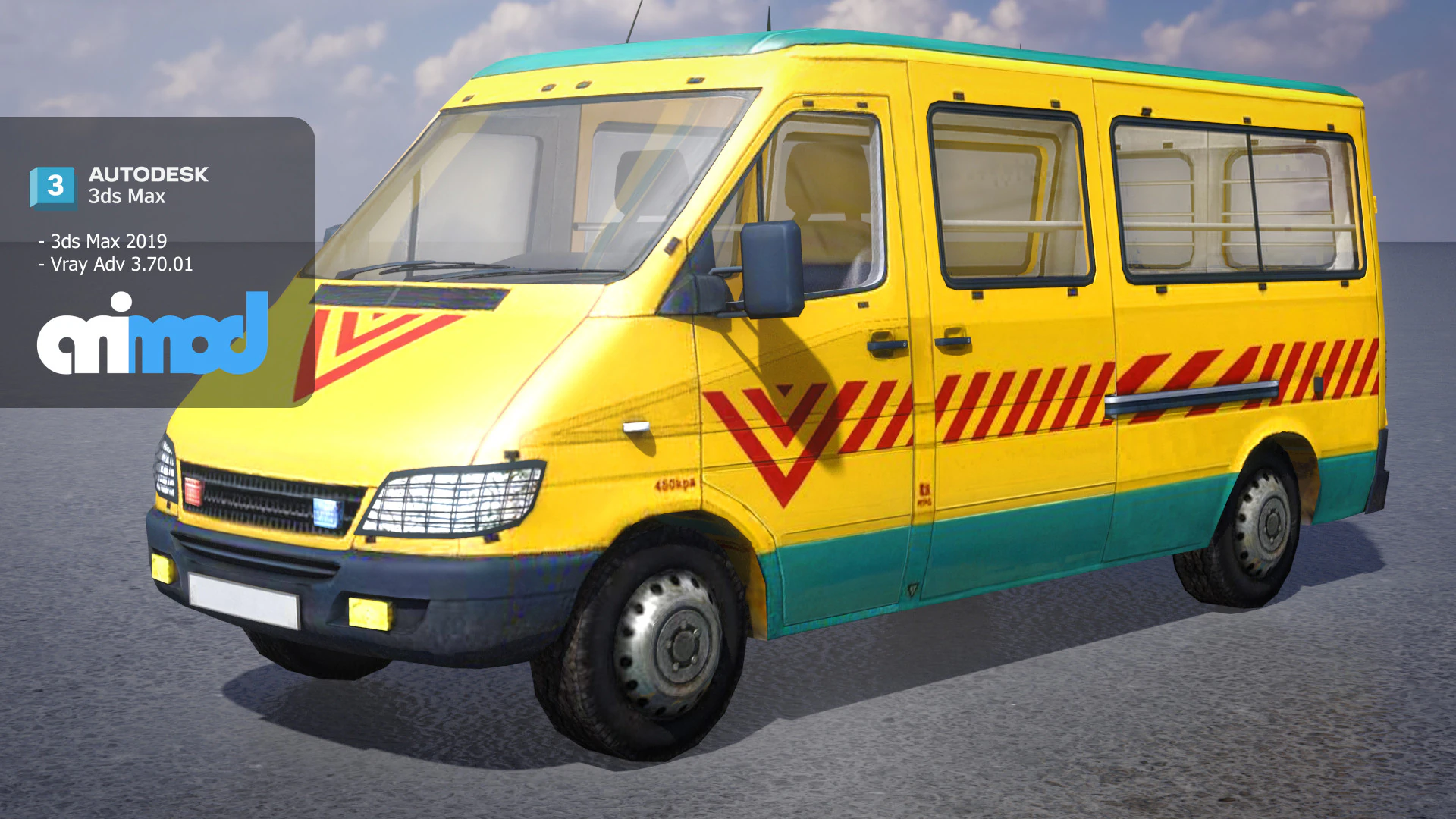 TW School Bus 001 3D Model .c4d .max .obj .3ds .fbx .stl .blend 