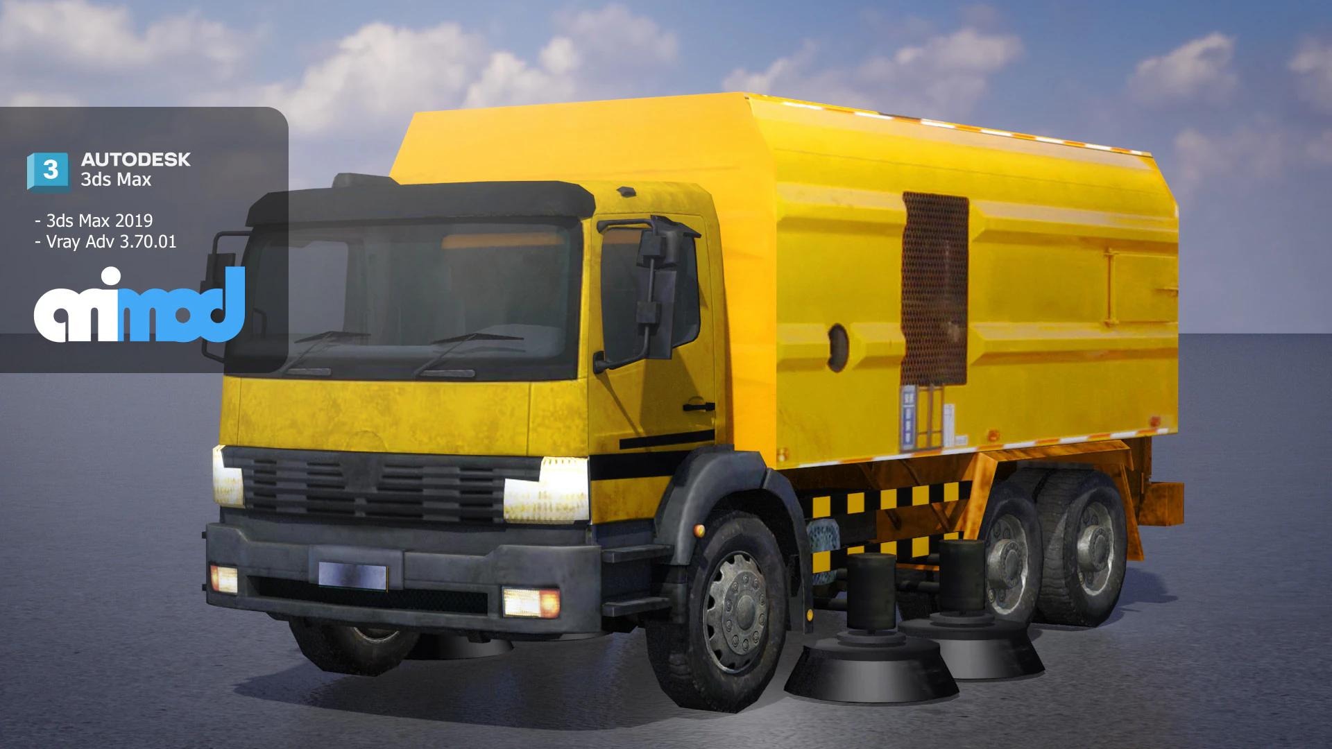 TW Street Sweeper 001 3D Model .c4d .max .obj .3ds .fbx .stl .blend
