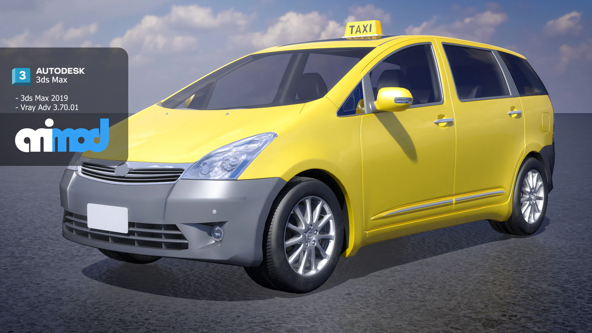 TW Taxi 005 3D Model .c4d .max .obj .3ds .fbx .stl .blend