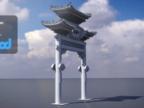 China Town Archway 3D Model
