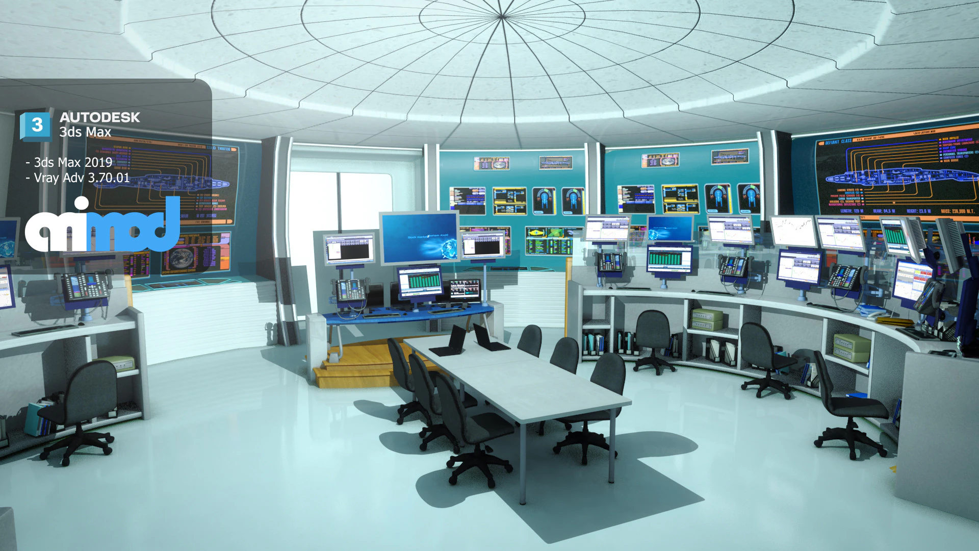 Mission Control Center 3D Model .c4d .max .obj .3ds .fbx .stl .blend 
