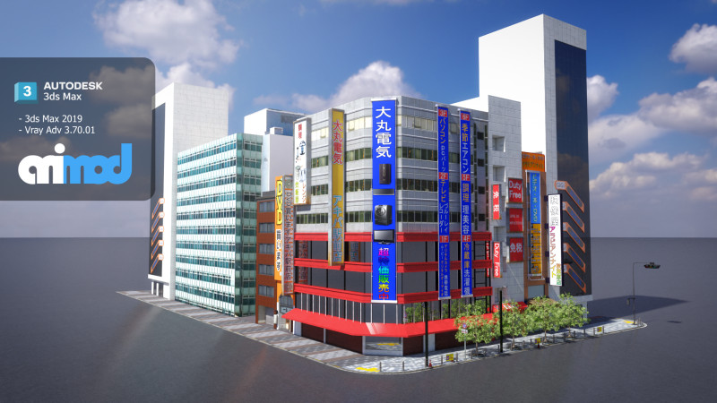 Japanese Streetscape Akihabara 003 3Dモデル .c4d .max .obj .3ds .fbx .stl .blend